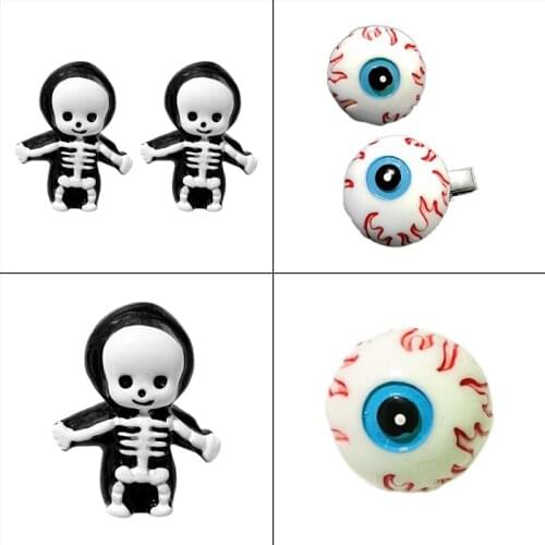 Skeleton Hair Barrettes Gothic Blood Eyeball Duckbill Hair Clip Halloween Trendy Ponytail Decor Cosplay Hair Side Clips