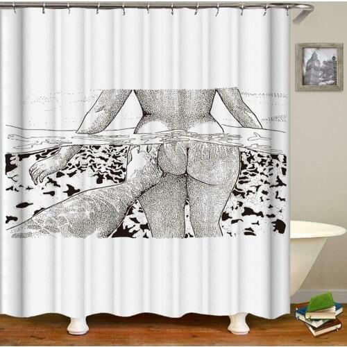 Joke Prank Scene Print Shower Curtain Funny Bathroom Decor Waterproof