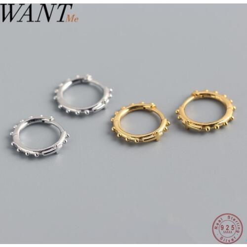 WANTME Minimalist Round Cross Beads Small Stud Earrings for Women Genuine 100% Sterling Silver Religious Jewelry Accessories