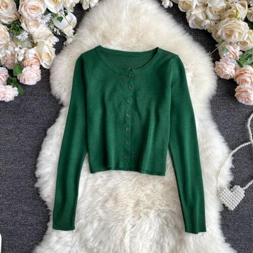 2021 Spring Autumn Korean Women Short Knitted Sweaters Ladies Thin Long Sleeve Cardigan Female Sun Protect Crop Tops