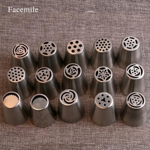 15PCS Russian Piping Tips Cake Pastry Nozzles Cake Decorating Tools DIY Biscuits Cake Pastry Nozzles Tips Decorating Tool