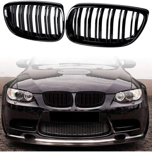 2Pcs Front Bumper Kidney Twin Fins Sport Grill Grille for BMW E92 E93 M3 2006-2009 08-13 3-Series M3(E92/E93) 07-10 E92 2D Coupe