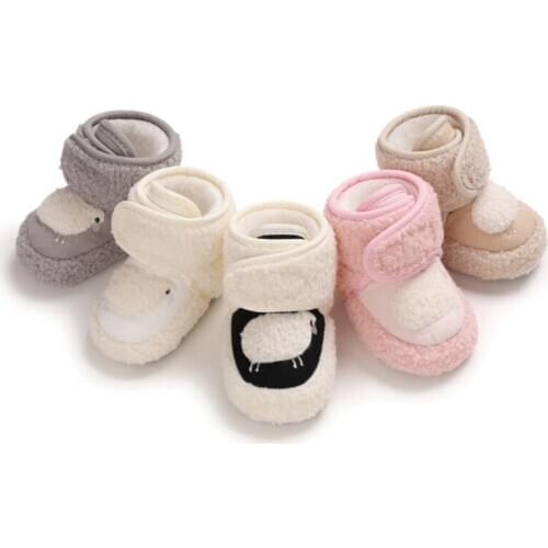 2020 Baby Winter Warm First Walkers Cotton Baby Shoes Love Pattern Decoration Velvet Soft Sole Indoor Shoes For 0-18M