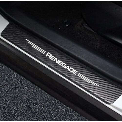 4PC Auto Sticker Door Threshold Vinyl Protector For Jeep Renegade Car Door Sill Scuff Plate Guard Carbon Fiber Decor Accessories