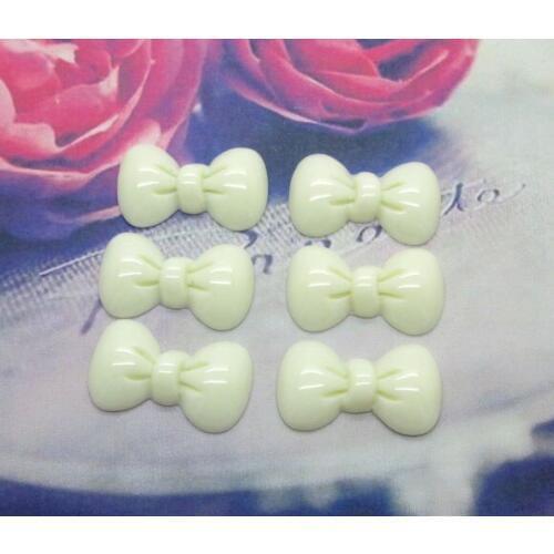 50Pcs Resin Beige Bowknot Crafts Flatback Cabochon Scrapbooking Decorations Fit Hair Clips Embellishments Beads Diy