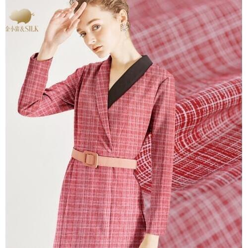 51mm heavy roving silk fabric 114 cm wide check pattern suit dress natural silk fabric wholesale silk cloth