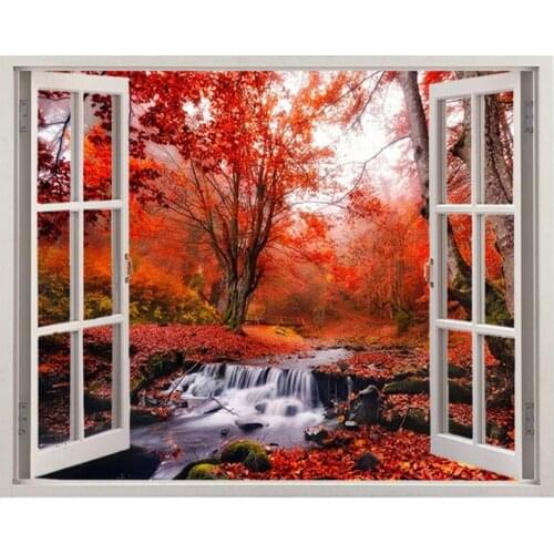 5d Diy Diamond Painting Autumn forest window Full Square Round Drill Cross Stitch Diamond Embroidery Wedding DecorationZP-1707