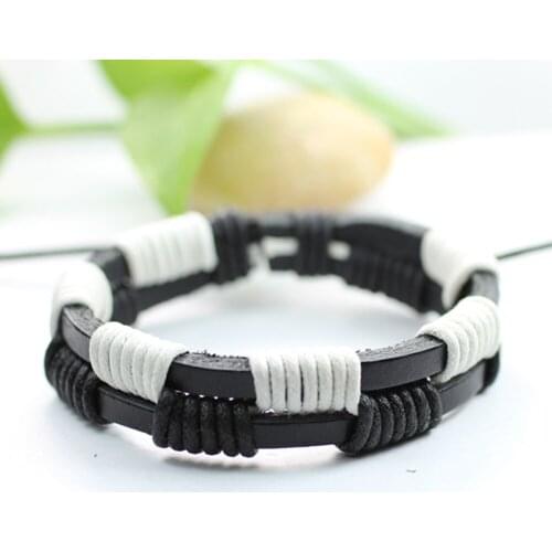 6Pcs/set Handmade Men Braided Wrap Leather Bracelets Wristband Bangle Weaving Jewelry Accessories Wristlet Trinket Bracelets J84