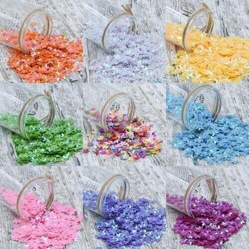 Sequins AB Pink Color Lentejuela 10mm Cup Five Finger Flower Sequins Paillettes Sewing Wedding Craft Women Garments Accessory