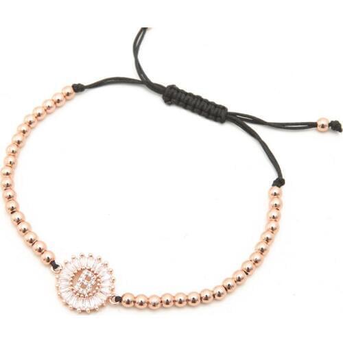 Micro pave Copper White cz Cubic Zirconia rope adjusted Beads Bracelet tgdf2 Alphabet Initial Charm Braided Bangles Letters dgh3