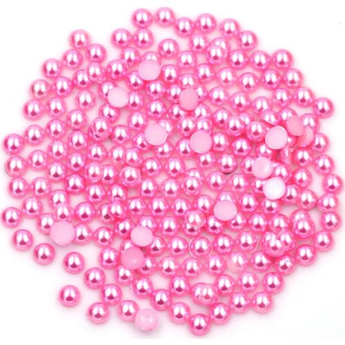 100-1000Pcs Resin Imitation Flatback Pearl Bead Pink Half Round For Nail Art DIY Craft Jewelry Cameo Cabochon Decoration 2-10mm
