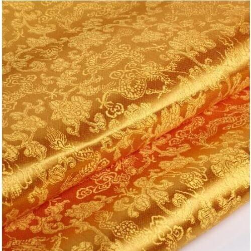90cm*100cm Damask fabrics clothing edging decorative fabric dress brocade deep gold bottom Golden Dragon dress diy cloth fabric