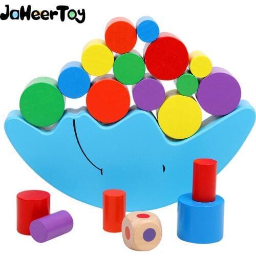 JaheerToy Wooden Blocks Toys for Children Wood Moon Balance Montessori Early Education for Baby