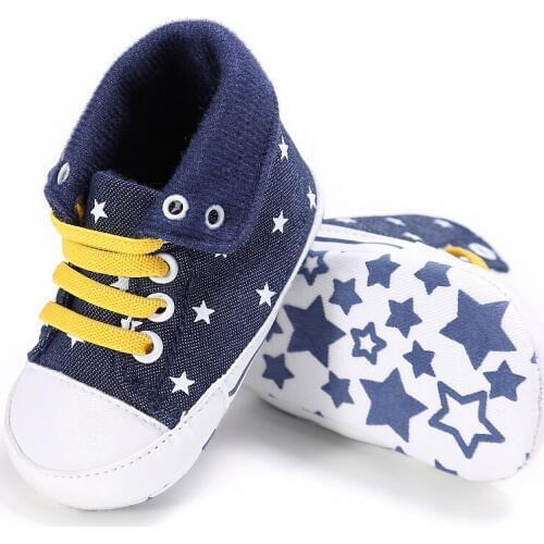 0-18 Months Casual High Heel Baby Shoes Canvas Girls Boys Anti-slip Soft Bottom First Walkers Shoes Lace-Up Crib Sport Shoes