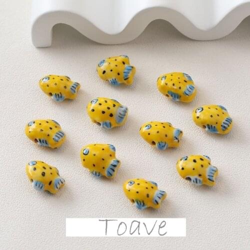 Childlike hand-painted small yellow croaker straight hole diy beaded ceramic bead material accessories