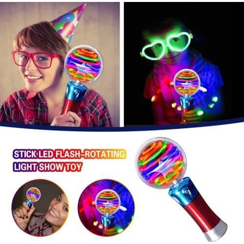 Childrens Luminous Magic Ball Toy Stick Led Flash-rotating Light Show Toy 7.5” Magic Ball Wand Fun Led Party Gift For Kids