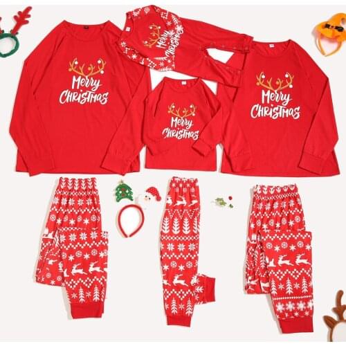 Parent-child home service suit Men Merry Christmas Cartoon Pajamas Plaid Family Matching Sleepwear Pants Set Christmas print Y4