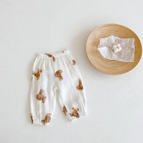 FULAIMAN 2021 Baby Pants Cute Bear Print Boys Trousers Girls Pants Newborn Toddler Baby Summer Pants