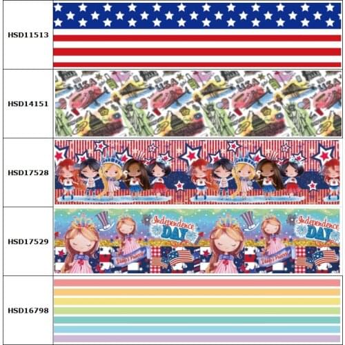 HSDCraft July 4 for America Independence Day Printed Grosgrain/Satin Ribbon for DIY Sewing Hairbow Accessories Decoration 25MM