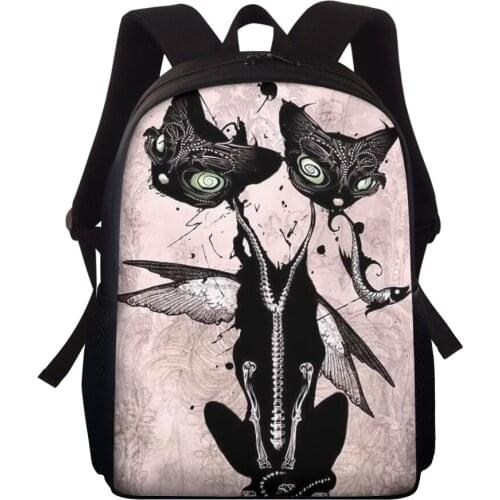 ELVISWORDS Customize Brand Rucksack Personality Skeleton Ghost Cat Print Backpack For Women Men Knapsack Fashion Mochila Escolar