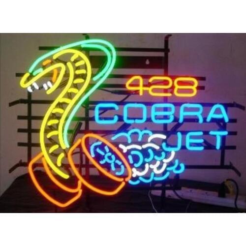 Custom Made Cobra Jet 428 Glass Neon Light Sign Beer Bar