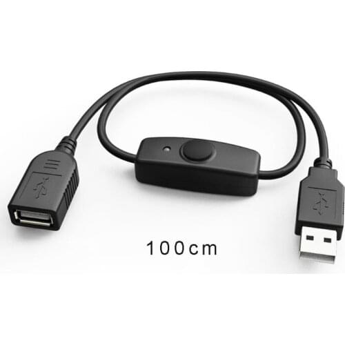 F19E Data Sync USB 2.0 Extender Cord USB Extension Cable With ON OFF Switch LED Indicator for Raspberry Pi PC USB Fan LED Lamp
