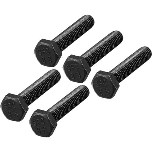 Uxcell 5 pcs M6 x 30mm Hex Head Left Hand Screw Bolts Fastener 1mm Pitch Carbon Steel Black for Home Garden DIY