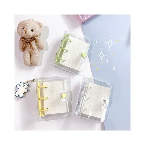 Korean version of the mini 3-hole loose-leaf notebook PVC transparent shell mini girls heart hand book portable coil binder ins