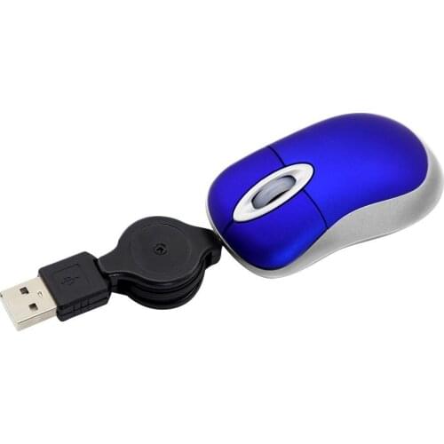 Mini USB Wired Mouse Retractable Cable Tiny Small Mini Pocket Mouse for Children1600 DPI Optical Compact Travel Laptop Mice