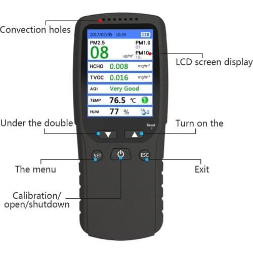 Dienmern Air Quality Monitor PM2.5 Formaldehyde Multifunctional Detector Home Indoor Plastic in HCHO TVOC Temperature&Humidity
