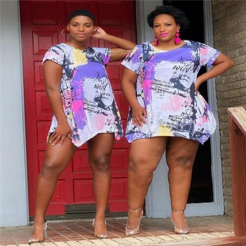 Young Party Lady Fashion O Neck Short Sleeve Cool Print Skinny Minni Dress Sexy Tight Club Dress