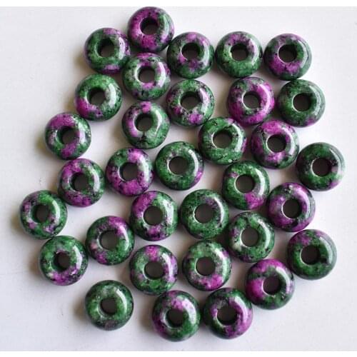 Fashion good quality natural red and green stone round shape big hole beads For Bracelet Charms 50pcs/lot wholesale free