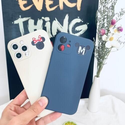 Fashion Cartoon mouse Phone Case For iPhone 11 12MINI 6 6s 7 8 Plus X XS XR 12 Pro Max Soft Liquid silicone Back Cover Capa