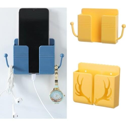 Wall Mounted Storage Box Organizer Remote Control Mobile Phone Plug Holder Rack Multifunction USB Charging Stand Wall Holders