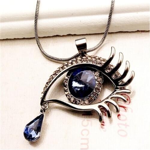 New Fation Exaggerate Accessories Magic Eye Crystal Tears Sweater Chain Female Necklace & Pendants Long Necklace