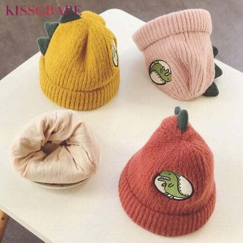 2020 New Arrival Kids Warm Winter Knitted Hats for Boys Girls Cotton Cartoon Cute Beanies Ear Warm Childrens Warm Cap Hats 1-5Y
