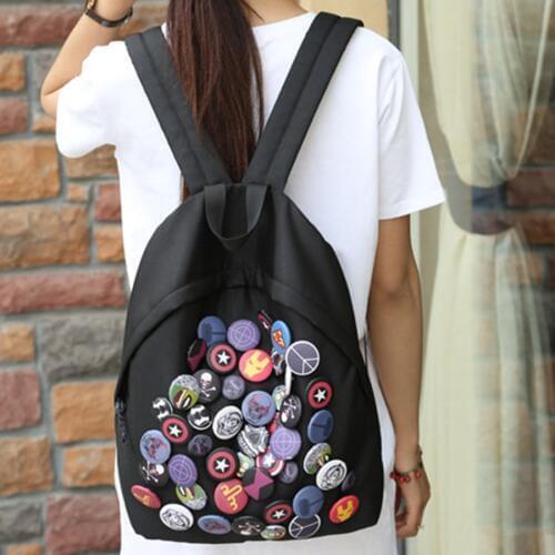 New Cool Badge Backpack Hip Hop Bookbag For Teenagers Travel Cute Backpack Notebook Mochilas Mujer 2016