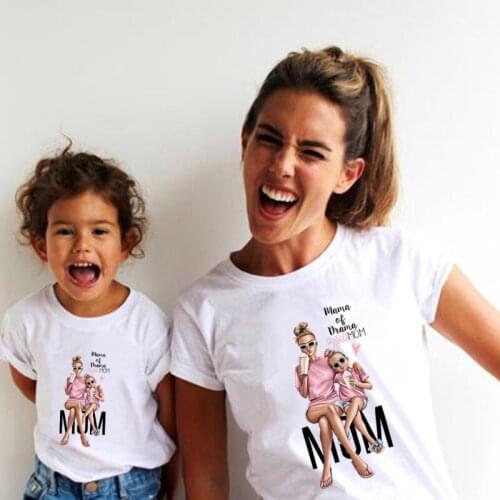 Matching Family Outfits Super Mom and Daughter Print Boys Girls T-shirt Mothers day Present Clothes Kids&Woman Funny Tshirt