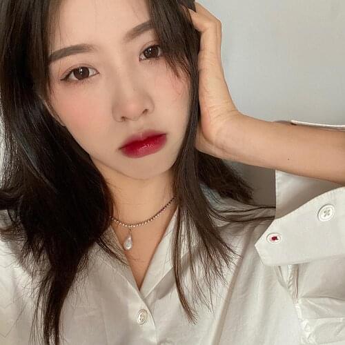 Fashion Simple Shiny Zircon Necklace Baroque Pearl Pendant Clavicle Chain Full shiny baroque pearl Women Jewelry Gift