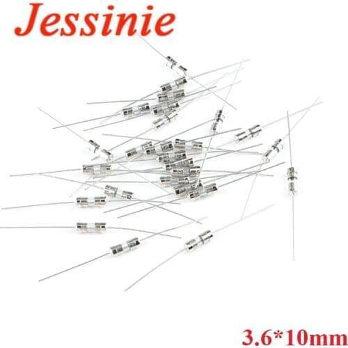 10pcs/lot Glass Tube Fuse Fast Break With Pin 3.6x10mm 3.6*10mm 0.5A 1A 1.5A 2A 3A 3.15A 4A 5A 6.3A 10A 250V
