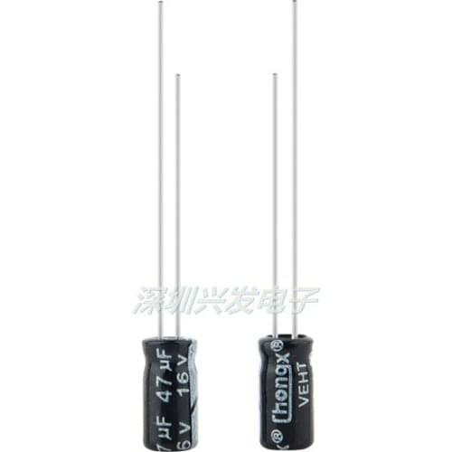 50PCS 16v47uf authentic new plug-in 16 v 47 uf electrolytic capacitor size 4*7