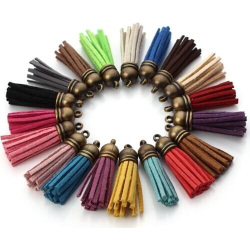 20pcs/lot 42mm Velvet cord Tassel Charms Antique Bronze Color Caps Tassels Pendants DIY Jewelry Making