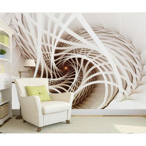 Custom White Abstract Oil Painting TV Background Wall Decoration Painting Custom 3D Visual Space Wallpaper