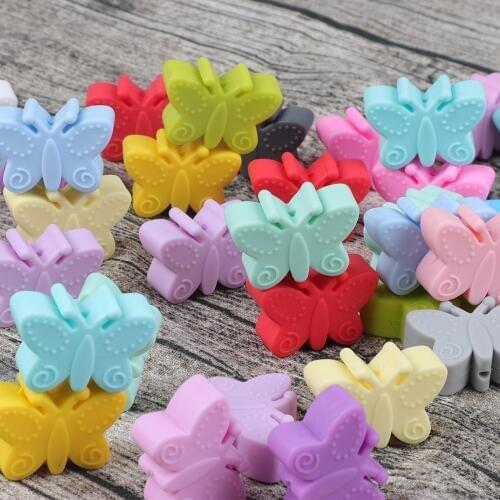 TYRY.HU 3pc/set Butterfly Silicone Mini Baby Teethers Personalized Name Teether Chains Accessories Carton Baby Teether