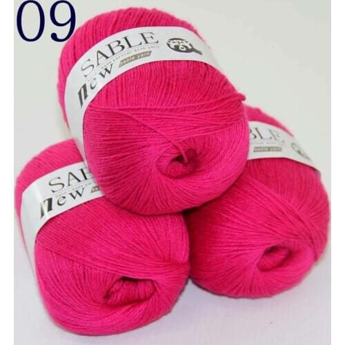 Sale Super Soft Pure 3X50gr Sable Cashmere Wrap Shawls Hand Knitting Wool Crochet yarn Magenta 243-09-3
