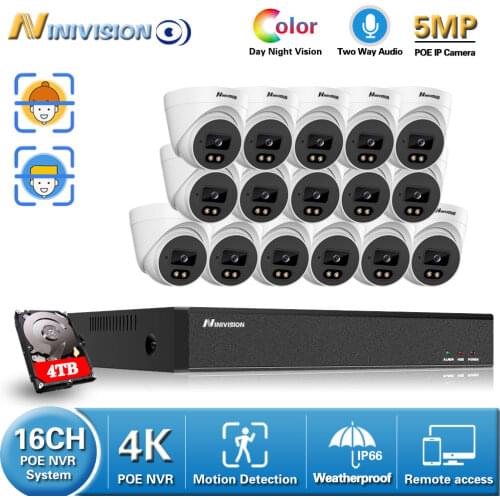 8MP POE NVR 16CH CCTV System Two Way Audio Security Camera System 8/16x 5.0MP Outdoor Waterproof Video Surveillance Camera Kit