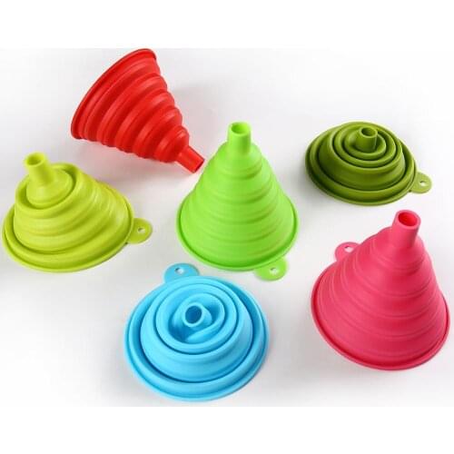 Foldable Silicone Funnel Food Grade Collapsible Funnel Portable Liquid Oil Strainer Filter Liquid Transfer Kitchen Accessories
