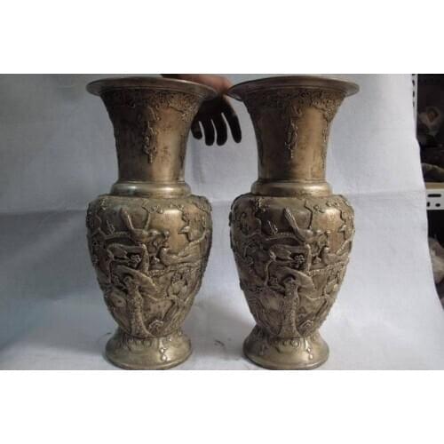 Tibet classical white bronze silver eight treasures magpie stand plum blossom