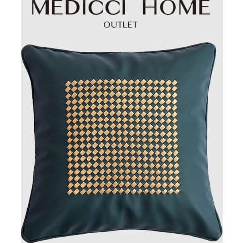 Medicci Home Hand Woven Leather Throw Pillow Case High Grade Modern Minimalist Style Luxury Cushion Cover Housewarming Gift