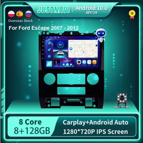 9" Android 10.0 Smart Car Radio For Ford Escape 2007-2012 GPS Video Multimedia Stereo Auto Player Carplay IPS Screen No 2din DVD